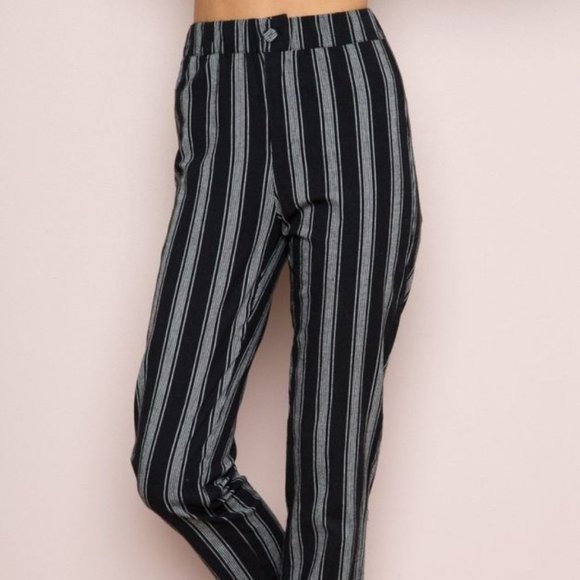 Brandy Melville Pants - BRANDY MELVILLE Tilden Pants Blue Navy Grey Striped One Size